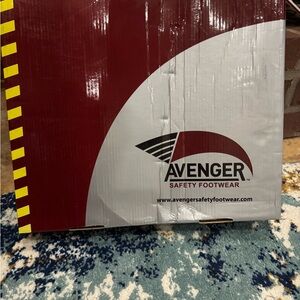Avenger Safety Footwear Box in Maroon and Gray with Yellow Accents